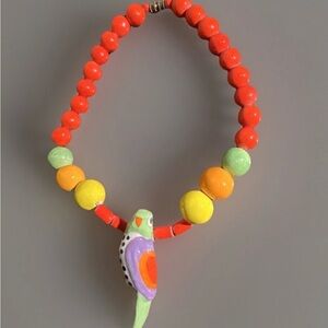 Parrot Pearls Ceramic Statement Island Necklace With Parrot 18”